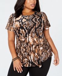 I. n. c. Plus Size Animal-Print Top, Created for Macy's