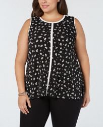Alfani Plus Size Floral-Print Sleeveless Top, Created for Macy's