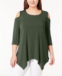 Ny Collection Plus Size Cold-Shoulder Tunic