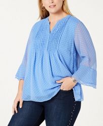 Charter Club Plus Size Pleated Chiffon Blouse, Created for Macy's