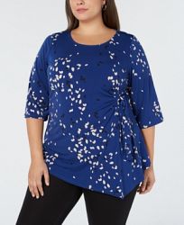 Alfani Plus Size Printed Side-Tie Top, Created for Macy's