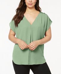I. n. c. Plus Size Mixed-Media Dolman-Sleeve Top, Created for Macy's