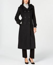 Anne Klein Double-Breasted Hooded Coat