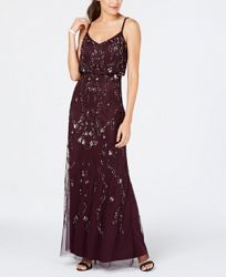 Adrianna Papell Floral Beaded Blouson Gown