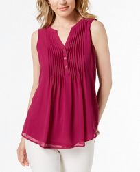 Charter Club Pintucked Sleeveless Top, Created for Macy's