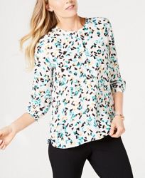 Jm Collection Printed Pleated-Back Blouse, Created for Macy's