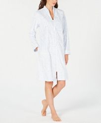 Charter Club Printed Zip-Front Short Robe, Created for Macy's