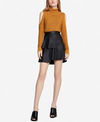 BCBGeneration Tiered Faux-Leather A-Line Skirt
