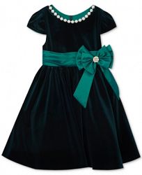 Rare Editions Baby Girls Embellished Velvet Dress