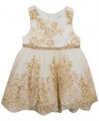 Rare Editions Baby Girls Gold Embroidered Dress