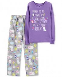Carter's Little & Big Girls Purple Puppy-Print Pajamas