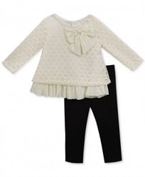 Rare Editions Baby Girls 2-Pc. Lace Top & Leggings Set
