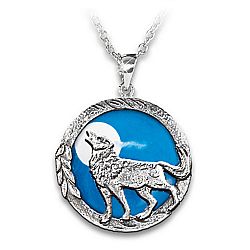 Call Of The Wild Women's Glow-In-The-Dark Wolf-Themed Pendant Necklace