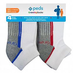Growing Socks By Peds George Boys' 4-Pack Low Cut Colour Block Socks White M-L