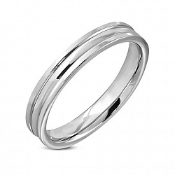 Pure316 Men's 4 Mm Grooved Striped Comfort Fit Wedding Band 9