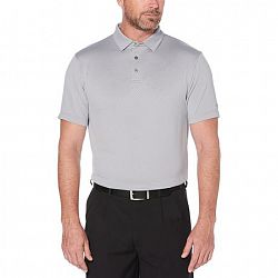 Ben Hogan Performance Men's Geometric Jacquard Short Sleeve Polo Shirt Light Grey M