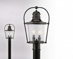 P2035EB - Troy Lighting - Guild Hall - Two Light Outdoor Medium Post Lantern English Bronze Finish with Clear Glass - Guild Hall