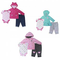 Baby Mode 3-Piece Bodysuit Set - Girls - 12-24 months - Assorted