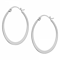Silver Linings Flat Oval Hoop Earrings - Silver