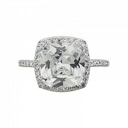Puccini Cubic Zirconia Large Cushion Centre Stone Ring - Size 7