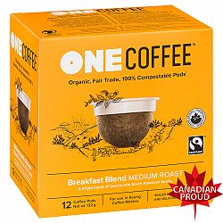 One Coffee Organic Single Serve Pods - Medium Roast Breakfast Blend - 12's