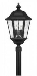 1677BK - Hinkley Lighting - Edgewater - Four Light Outdoor Post Mount 40W CandelabraBlack Finish with Clear Seedy Glass - Edgewater