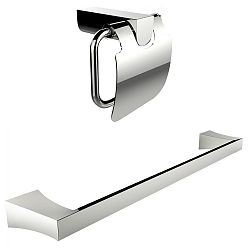 AI-13339 - American Imaginations - 24.37 Inch Toilet Paper Holder with Single Rod Towel Rack Accessory SetChrome Finish -