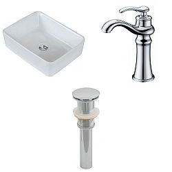 AI-15397 - American Imaginations - 18.75 Inch Above Counter Vessel Set For Deck Mount Drilling - Faucet IncludedChrome/White Finish -