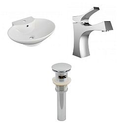 AI-15465 - American Imaginations - 22.75 Inch Above Counter Vessel Set For 1 Hole Center Faucet - Faucet IncludedChrome/White Finish -