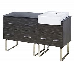 AI-1576 - American Imaginations - Xena Farmhouse - 60.75 Inch Floor Mount Vanity Set For 3H8-in. Drilling with TopChrome/Dawn Grey Finish - Xena Farmhouse