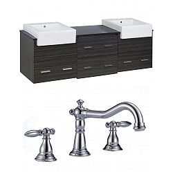 AI-17423 - American Imaginations - Xena Farmhouse - 73.5 Inch Wall Mount Vanity Set For 3H8-in. Drilling with TopChrome/Dawn Grey Finish - Xena Farmhouse