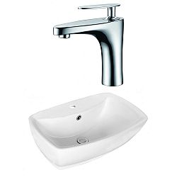 AI-17725 - American Imaginations - 21.75 Inch Above Counter Vessel Set For 1 Hole Center Faucet - Faucet IncludedChrome/White Finish -
