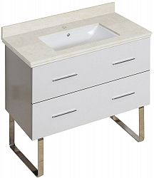 AI-18697 - American Imaginations - Xena - 36 Inch Floor Mount Vanity Set For 1 Hole Drilling with Top and Undermount SinkChrome/White Finish - Xena