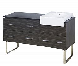 AI-19746 - American Imaginations - Xena Farmhouse - 60.75 Inch Floor Mount Vanity Set For 3H8-in. Drilling with TopChrome/Dawn Grey Finish - Xena Farmhouse