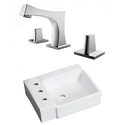 AI-22587 - American Imaginations - 16.25 Inch Wall Mount Vessel Set For 3H8-in. Left Faucet - Faucet IncludedChrome/White Finish -