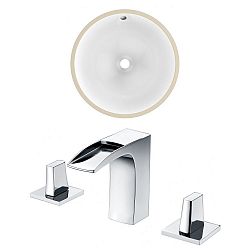 AI-22968 - American Imaginations - 15.75 Inch Round Undermount Sink Set with 3H8-in. FaucetChrome/White Finish -