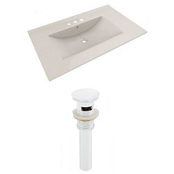AI-23593 - American Imaginations - Drake - 35.5 Inch 3H4-in. Ceramic Top Set with Overflow Drain IncludedWhite/Biscuit Finish - Drake