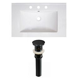 AI-23761 - American Imaginations - Vee - 30 Inch 3H8-in. Ceramic Top Set with Overflow Drain IncludedBlack/White Finish - Vee