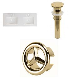 AI-24418 - American Imaginations - Xena - 59 Inch 3H8-in. Ceramic Top Set with Overflow Drain IncludedGold/White Finish - Xena