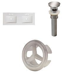 AI-24728 - American Imaginations - Xena - 48 Inch 3H8-in. Ceramic Top Set with Overflow Drain IncludedBrushed Nickel/White Finish - Xena