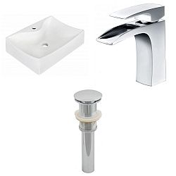 AI-26243 - American Imaginations - 21.5 Inch Wall Mount Vessel Set For 1 Hole Center Faucet - Faucet IncludedChrome/White Finish -