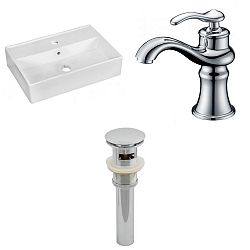 AI-26198 - American Imaginations - 19.75 Inch Above Counter Vessel Set For 1 Hole Center Faucet - Faucet IncludedChrome/White Finish -