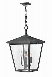 1428DZ - Hinkley Lighting - Trellis - Four Light Outdoor Hanging Lantern CandelabraAged Zinc Finish with Clear Glass -