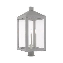 20586-80 - Livex Lighting - Nyack - 24 Inch Three Light Outdoor Post Top Lantern Nordic Gray Finish with Clear Glass - Nyack