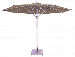 781sr49 - Galtech International - 11' Deluxe Pulley Lift Commercial Round Umbrella 49: Cocoa SR: SilverSunbrella Solid Colors - Quick Ship -