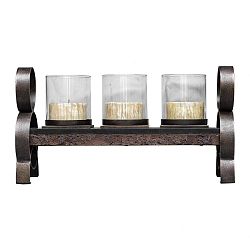17101 - Uttermost - Mila - 11 Candleholder Antique Bronze Glazed/Matte Black Finish with Clear Glass - Mila