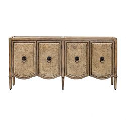 25837 - Uttermost - Thina - 62 inch Console Cabinet Antique Champagne Linen Texture/Driftwood Gray/Antique Bronze Finish - Thina