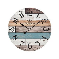 351-10784 - GUILD MASTER - Herrera - 24 Wall Clock Natural Wood/Blue/White Finish - Herrera