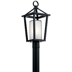 49880BK - Kichler Lighting - Pai - One Light Outdoor Post Lantern Black Finish with Bound Etched Seeded Glass - Pai