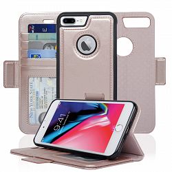 Navor iPhone 8 Plus Case Detachable Magnetic Housing Wallet Case [Vajio Series] - Rose Gold